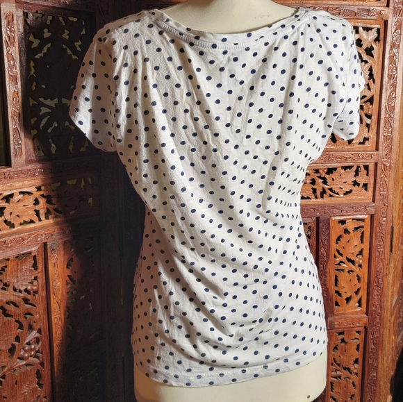 Set of 2 Size Medium Shirts, Black and White Stripes & Navy and White Polka Dots - Picture 8 of 10